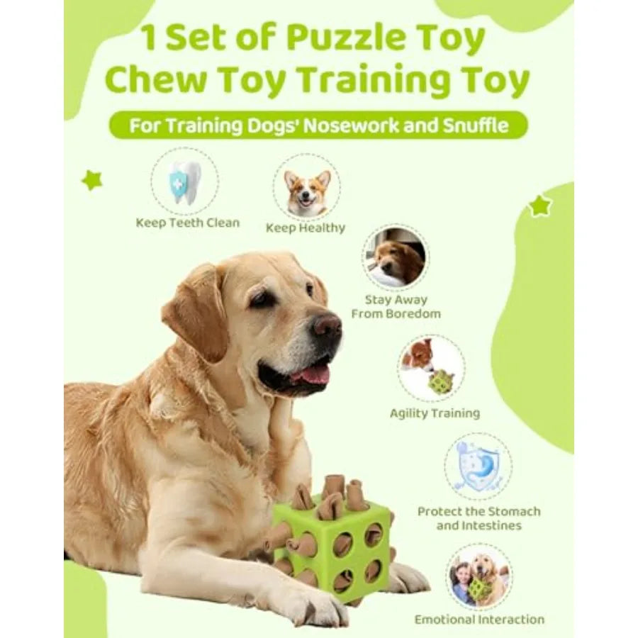 Interactive Puzzle Dog Toy Encourage Natural Foraging Skill Durable Dog Enrichment Toy Snuffle Cube Cloth Strip with Hide and S