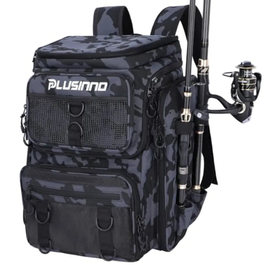 Fishing Tackle Backpack with Rod Holders42L Water-resistant Fishing Bag Store Fishing Gear, Fish Gifts For Men