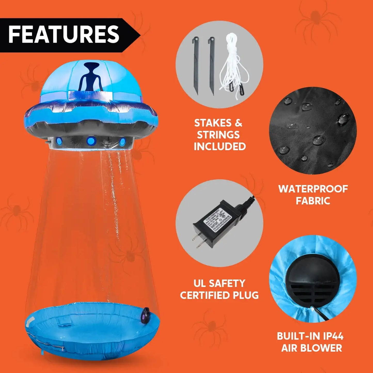 Joyfy Halloween Inflatable 9 ft UFO Alien Decoration for Halloween Decoration with Built-in LED Blow Up Yard Lawn Decoration