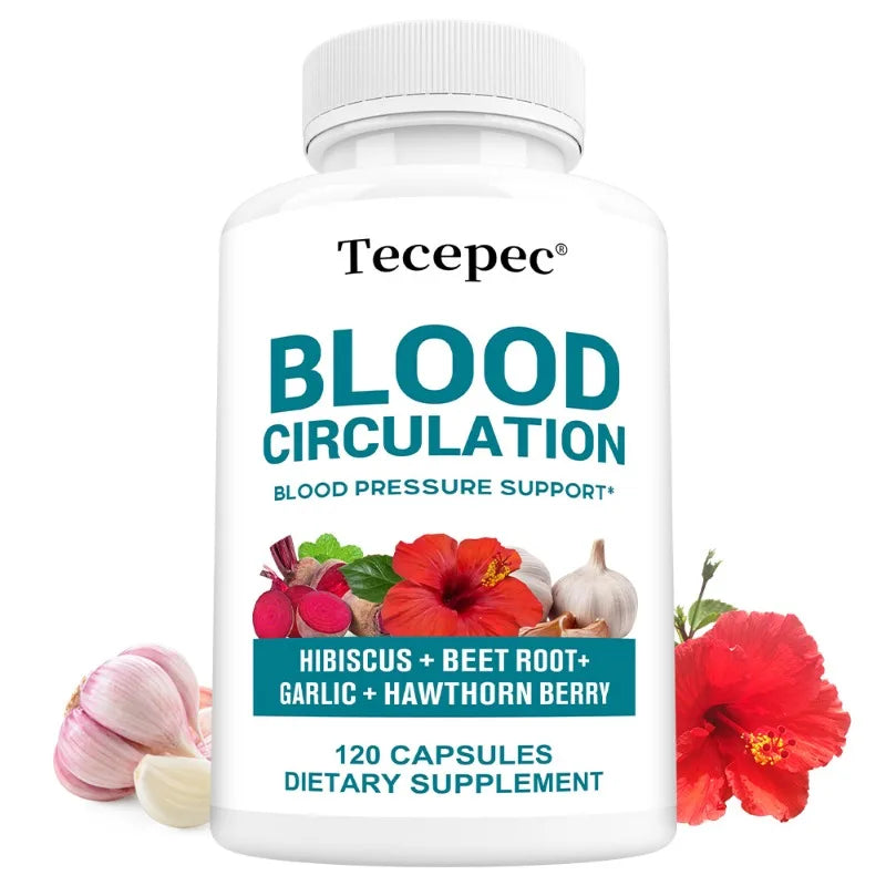 Blood Circulation Capsules - with Hibiscus Extract, Folic Acid and Garlic, Antioxidant, Supports Blood Circulation and Bone Health