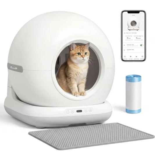 Automatic Litter Box Self Cleaning for Multiple Cats 72L Extra Large App Control 2.4G WiFi Odor Noise Control Safety Sensors De