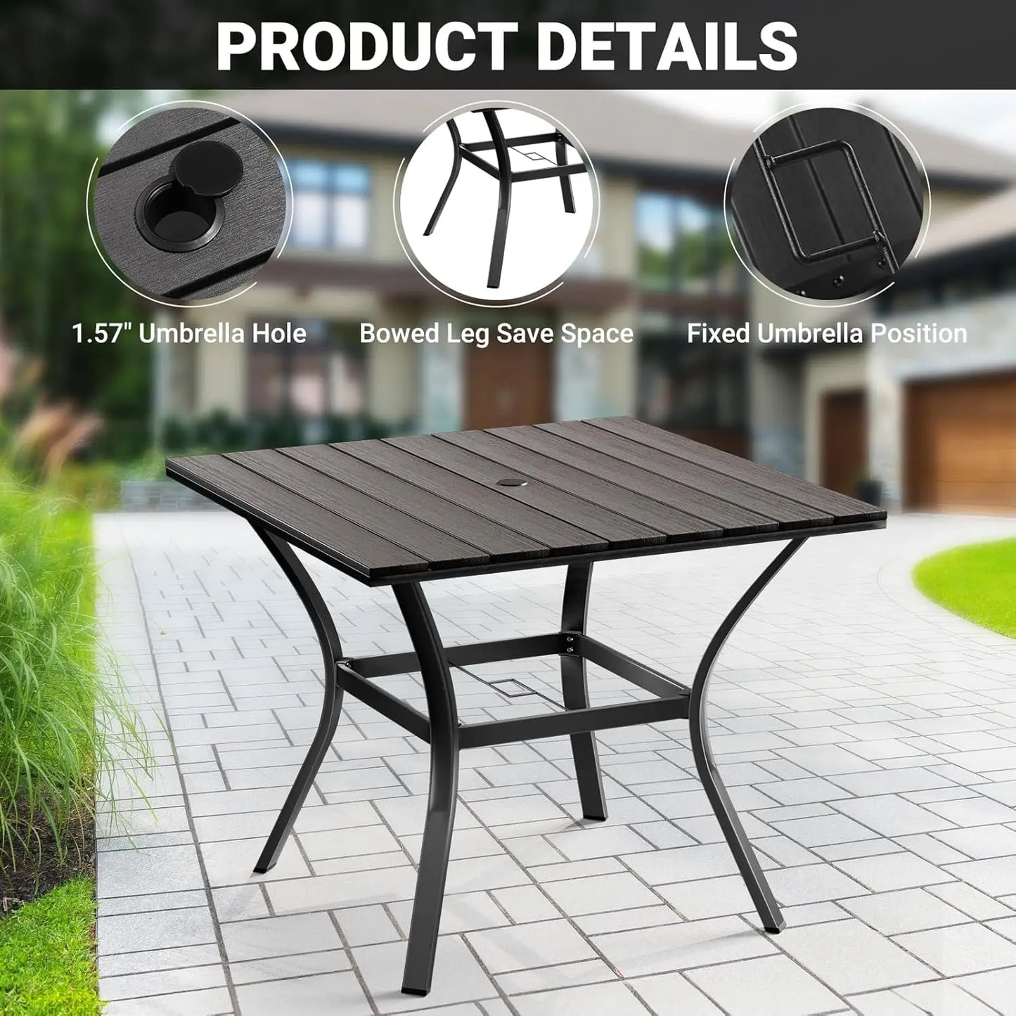 5 Piece Outdoor Patio Dining Set with 4 Swivel Dining Chairs & 1 Large Round Dining Table,Bistro Furniture Set for, Customized