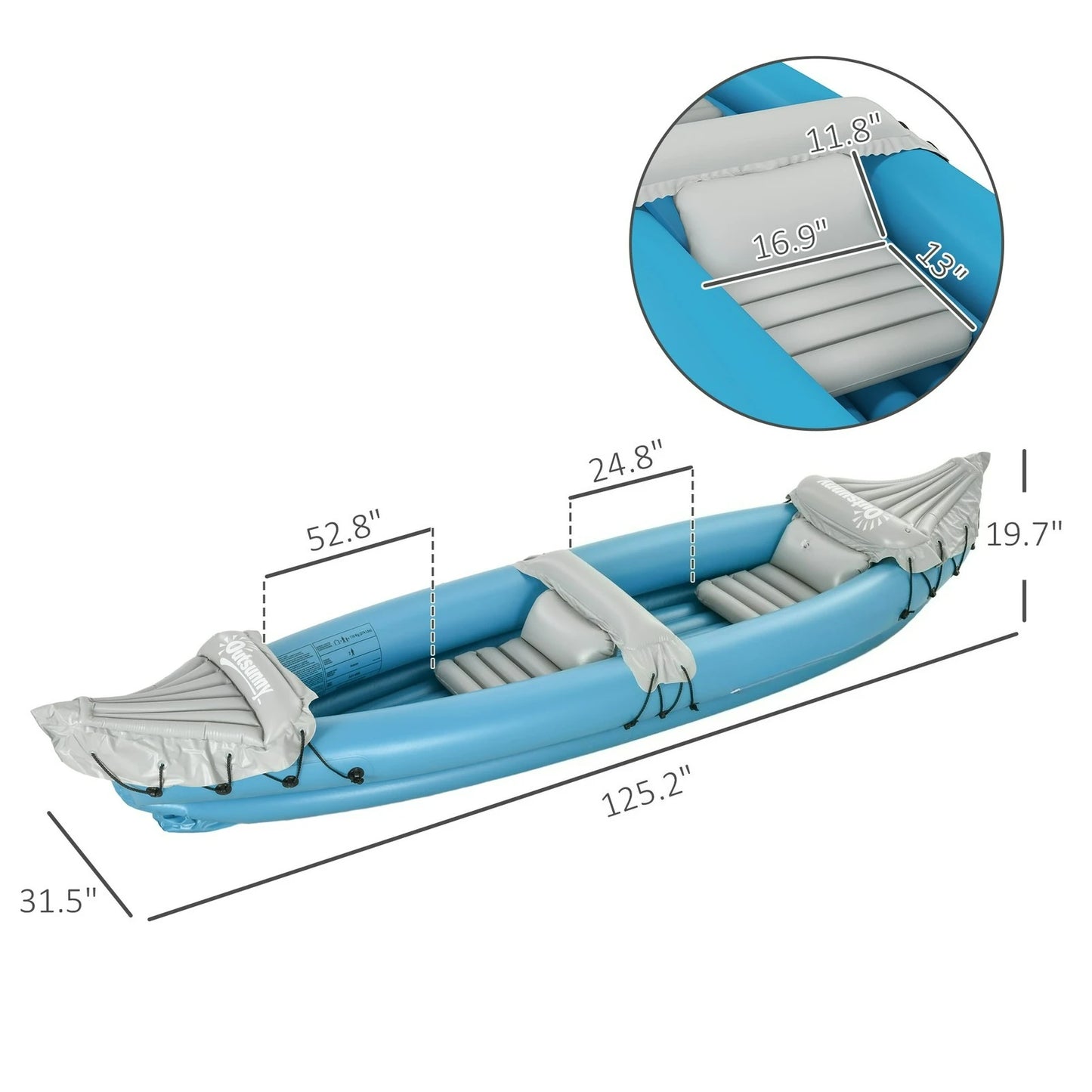Inflatable Kayak for Adults, 2 Person Fishing Kayak, Portable Bag, Blow Up Boat