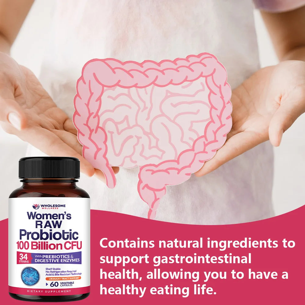 Probiotics for Women, 100 Billion CFU, with Prebiotics, Digestive Enzymes and Urinary Tract Protection