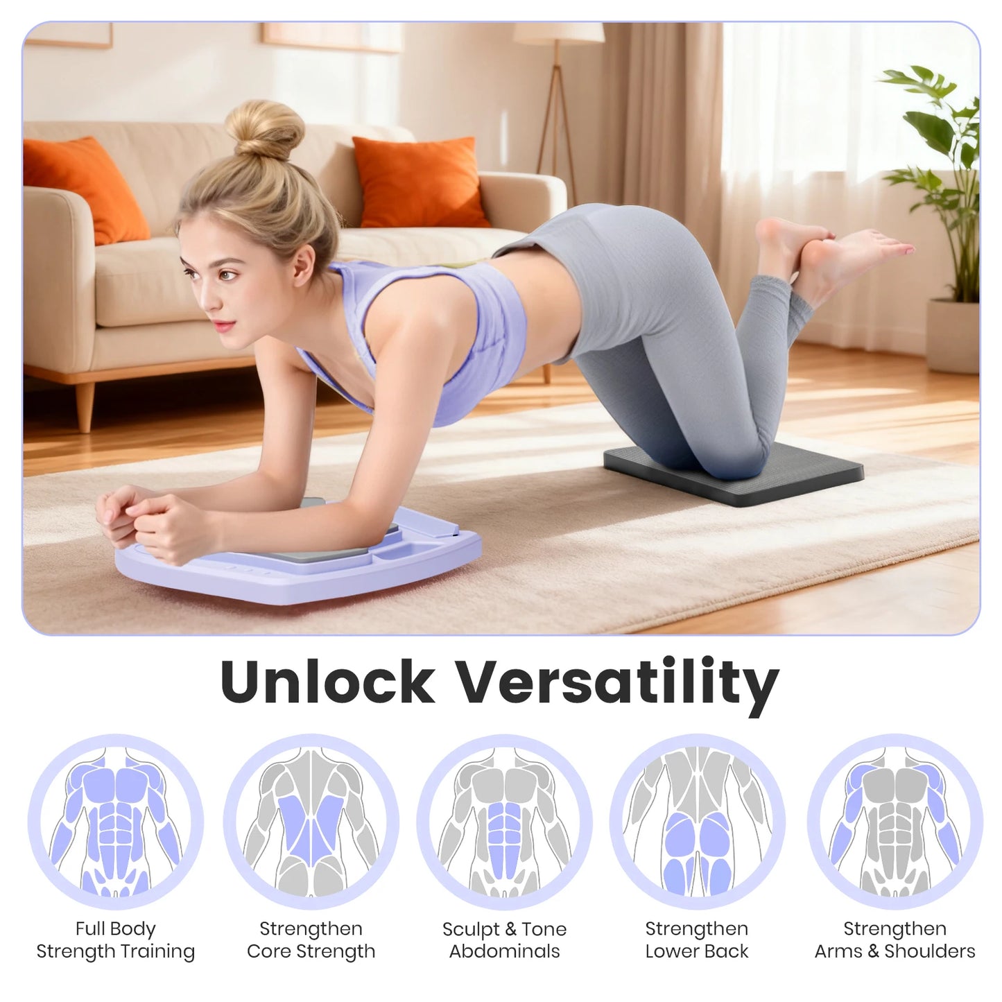 7-in-1 Portable Pilates Board Exercise Foldable Push Up Fitness Equipment Workout Full-Body Ab Board Core Training for Home