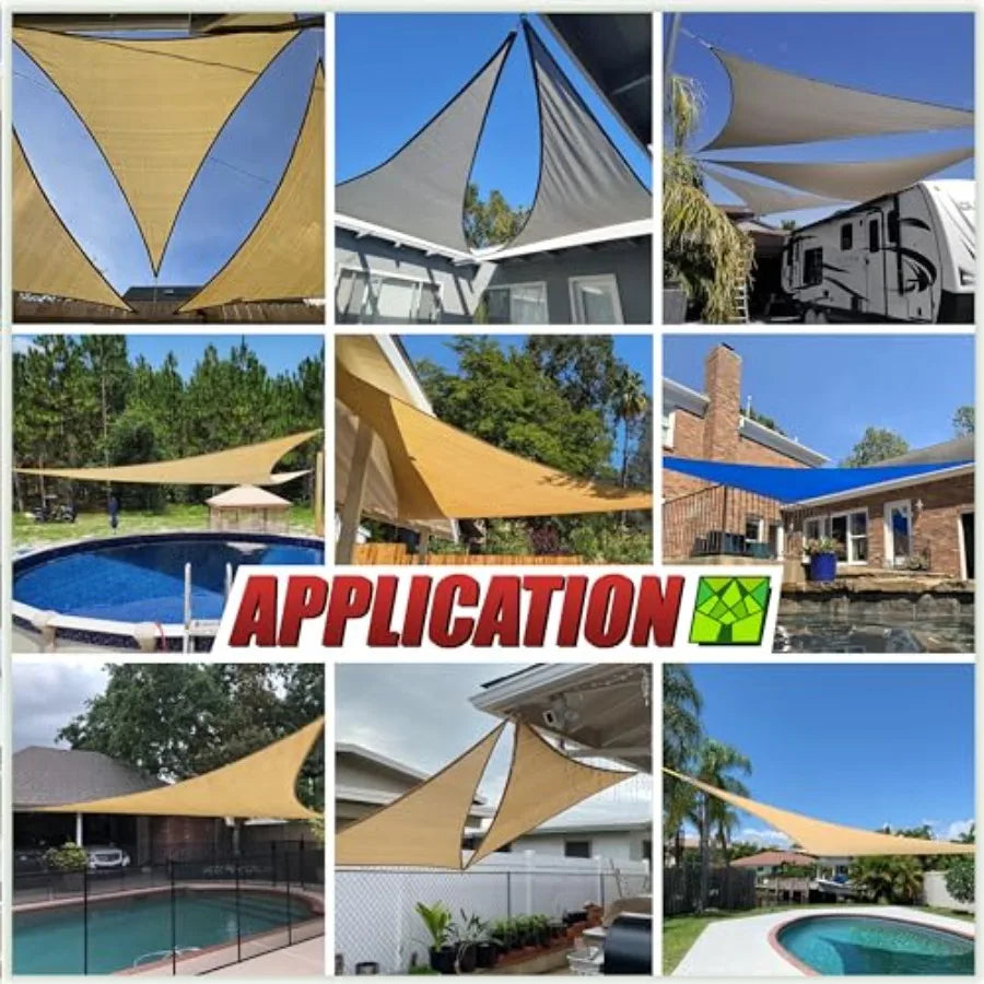 20' x 20' x 20' Triangle TAPT20 Sun Shade Sail Canopy Mesh Fabric UV Block UPF50 - Commercial Heavy Duty - 190 GSM - 3 Years Wa