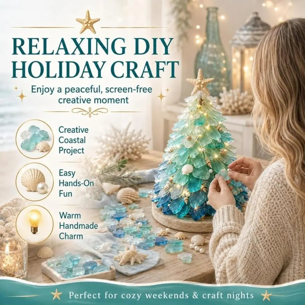 Handmade Sea Glass Art Kit For Textured Tabletop Display Crafting