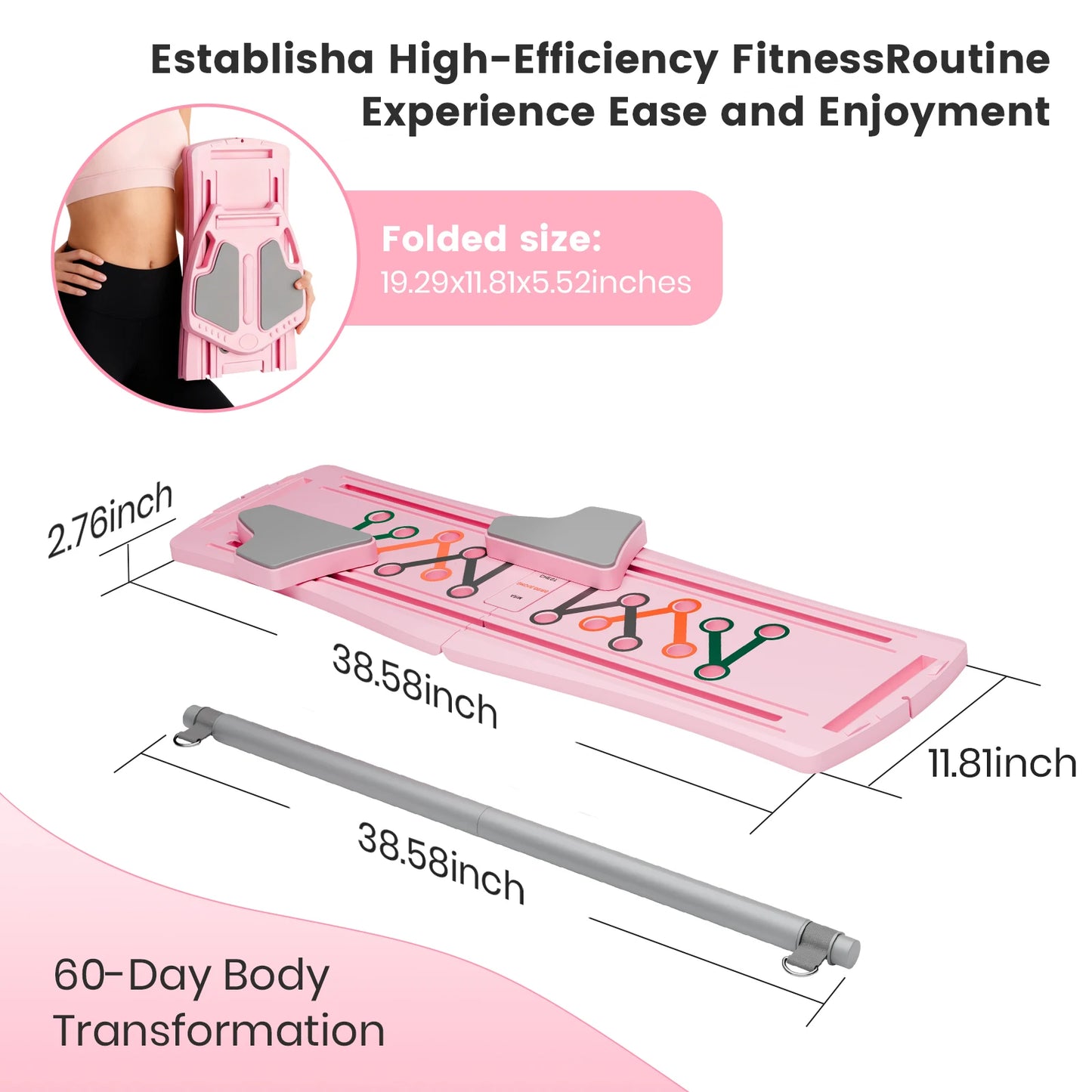 7-in-1 Portable Pilates Board Exercise Foldable Push Up Fitness Equipment Workout Full-Body Ab Board Core Training for Home