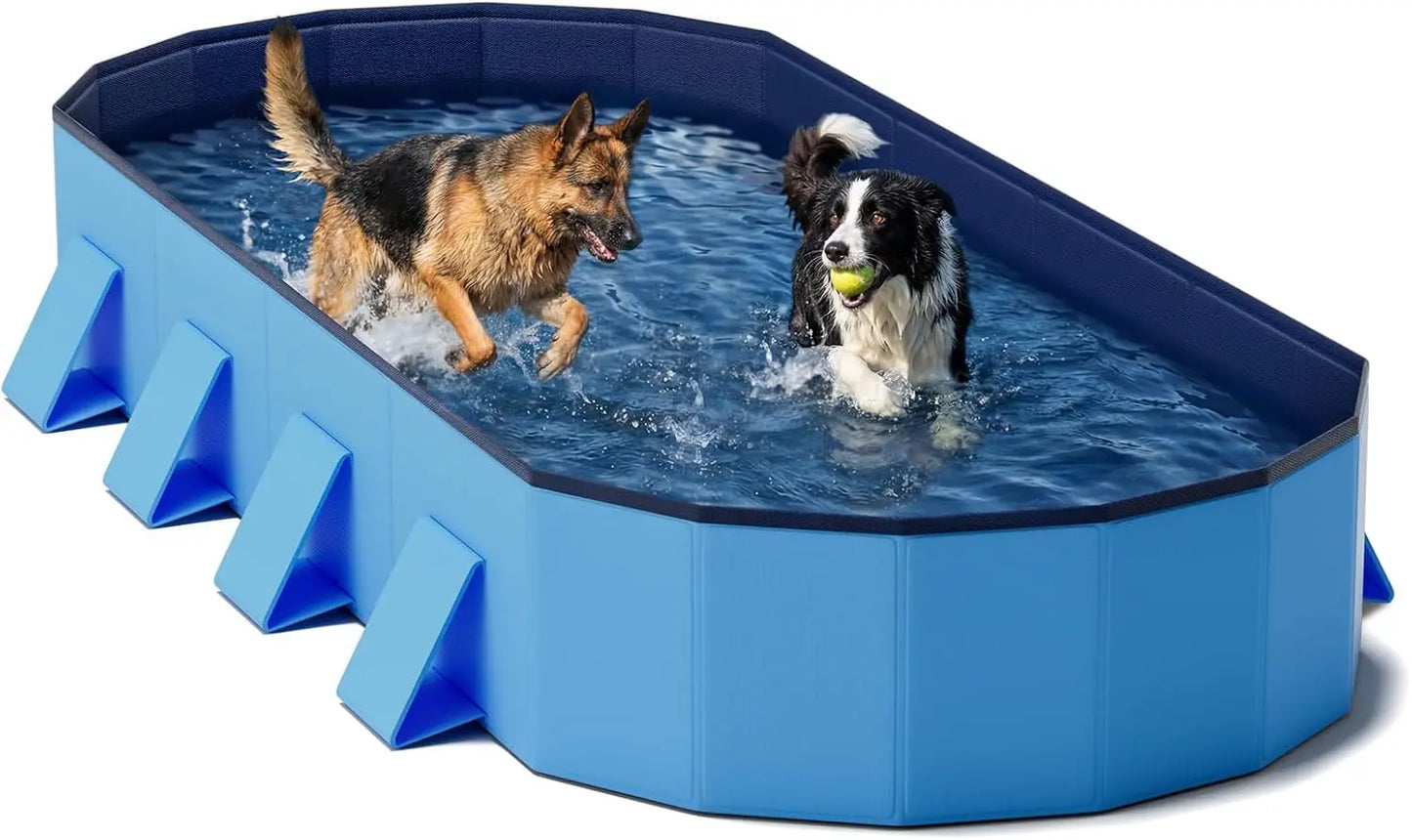 Foldable Dog Pool, 82'' Extra Large for Large Dogs with Non-Slip & Reinforced Support, Portable Pet Bath Tub for Outdoor Use