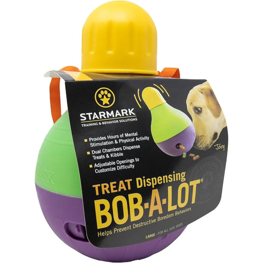 Bob-A-Lot Interactive Dog Pet Toy, Large, Yellow/Green/ple