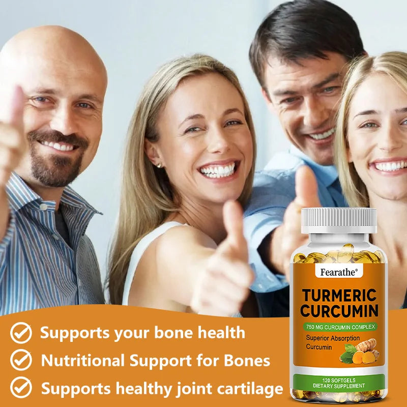 Organic Turmeric Curcumin Capsules - 750 Mg Highest Potency Curcumin Complex for Cardiovascular, Bone, Muscle, Brain Health