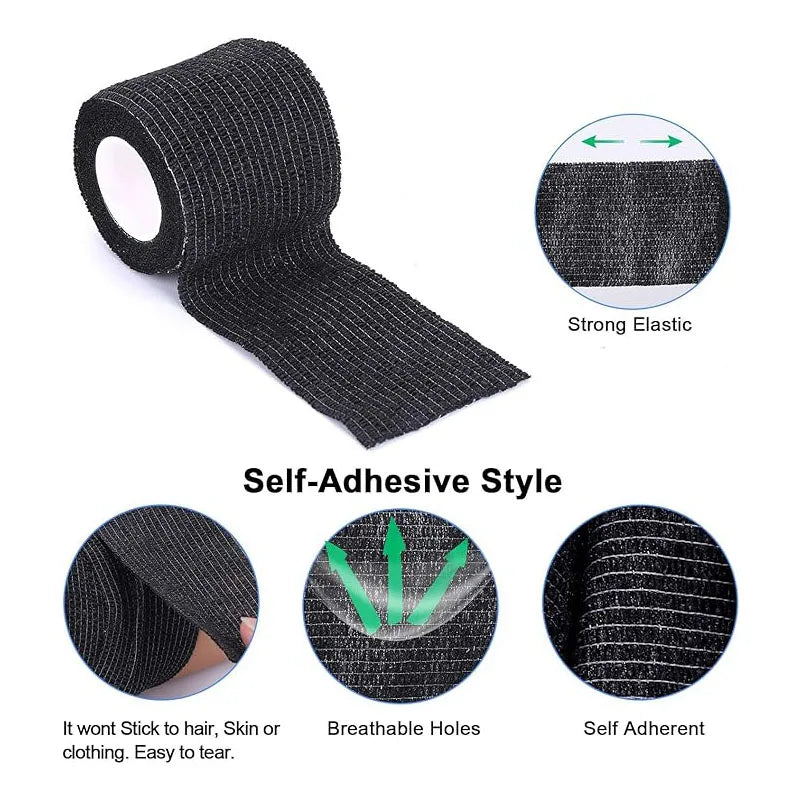 24 Pack Self Adhesive Bandages Sports Wrap 2" Black Breathable Athletic Elastic Cohesive Bandage for Sports Vet Wrap Sports Tape