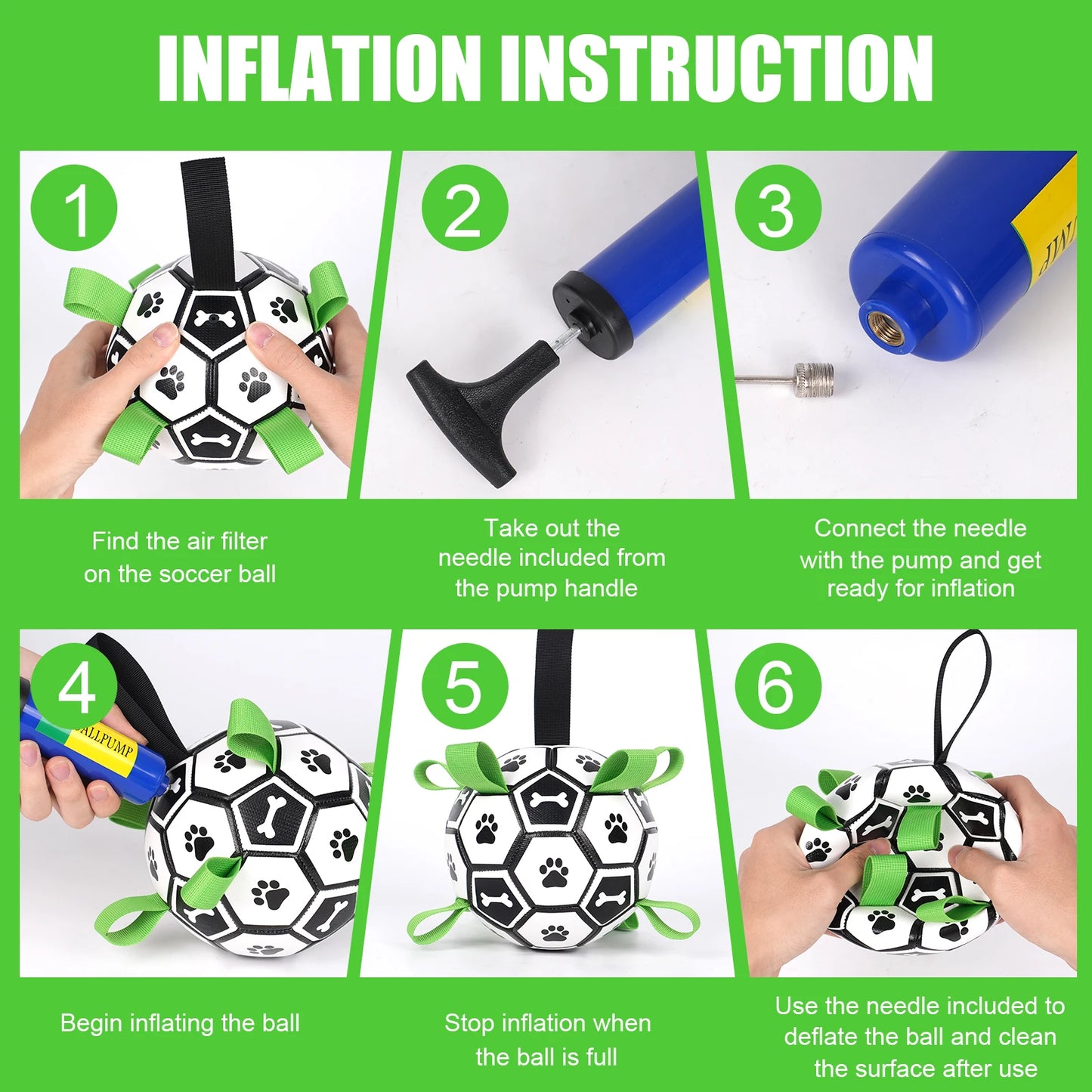 Dog Soccer Ball With Straps Tug Of War Interactive Leather Toy