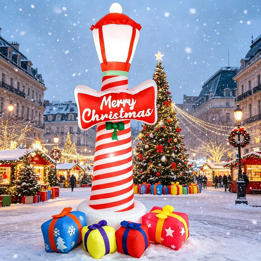 8.2FT Christmas Inflatable Lighthouse Blow Ups Yard Decor with Built-in LED Lights,