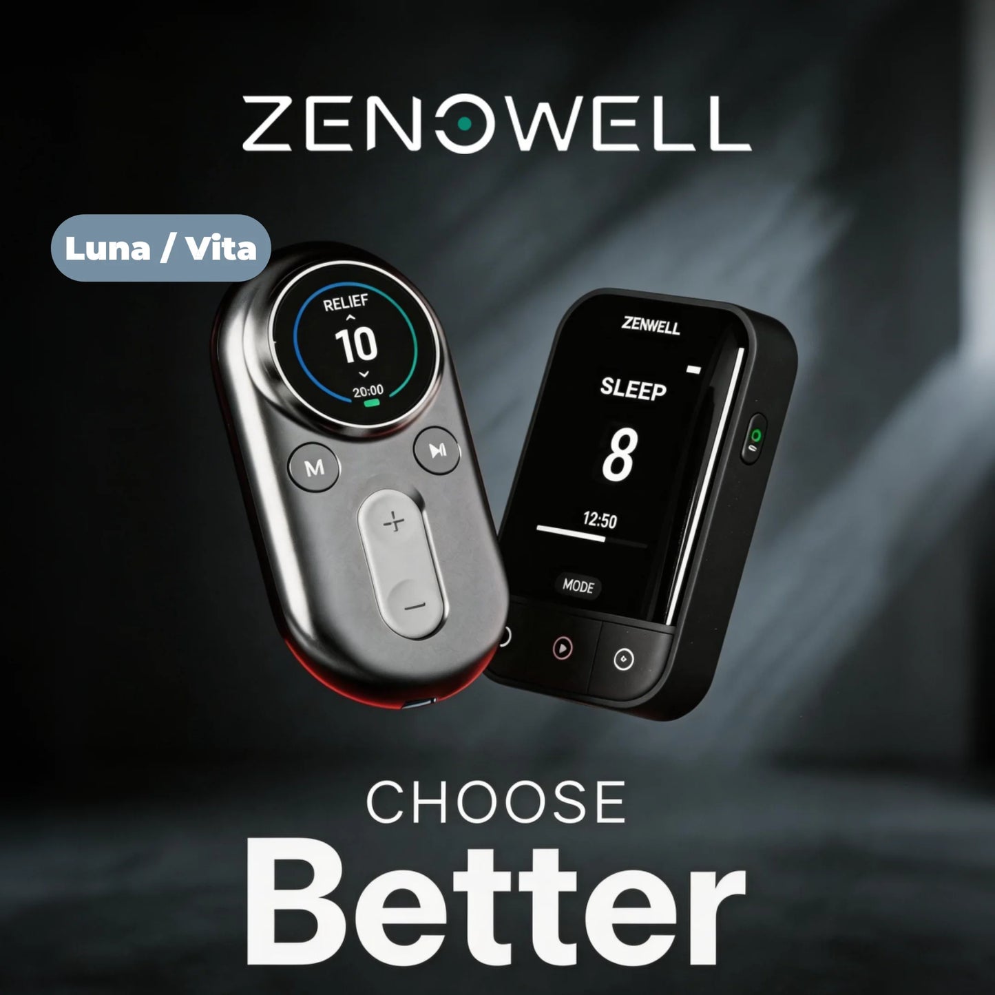ZenoWell Luna/Vita taVNS Ear Vagus Nerve Stimulator, Non-Drug Sleep Support, Anxiety & Stress Relief, Deep Relaxation