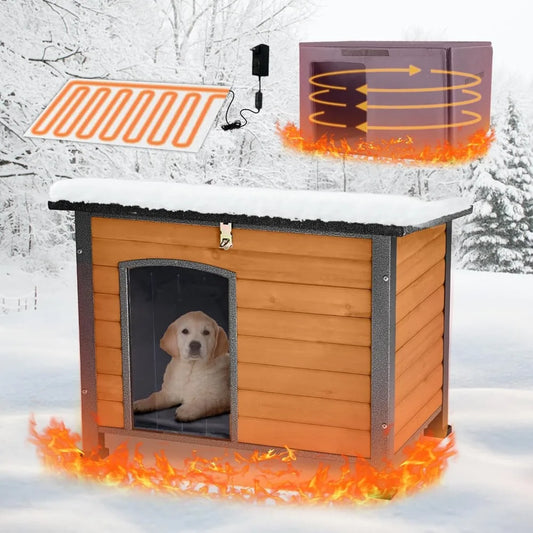 Outdoor Heated Dog House Anti Chew Iron Frame Insulated Shelter
