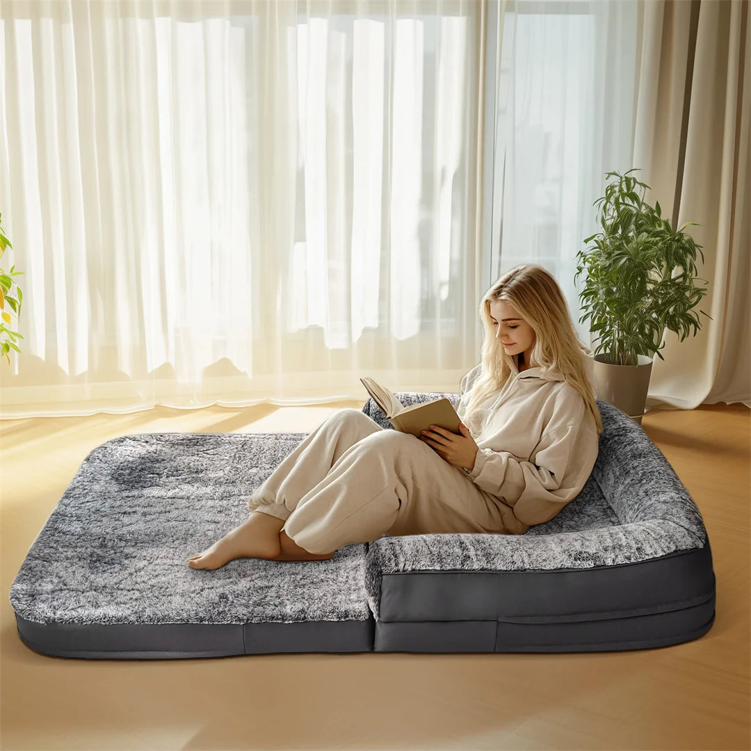 180cm Long Human-Size Giant Dog Bed Calming Pet Dog Bed Plush Cover Orthopedic Sponge Base with Foldable Design for Winter,Keep Warm