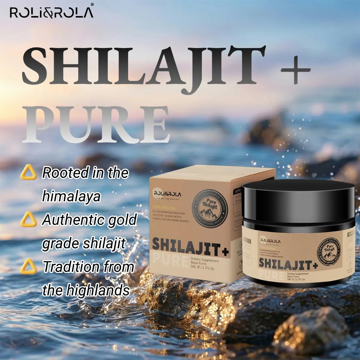 ROLI&ROLA 3/6 Pack *50g Pure Shilajit Resin with 85+Trace Minerals Fulvic Acid Edible Dietary Supplement for Men and Women
