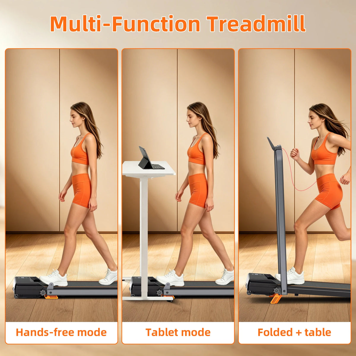Foldable Home Treadmill with Manual Incline and Quiet Electric Operation