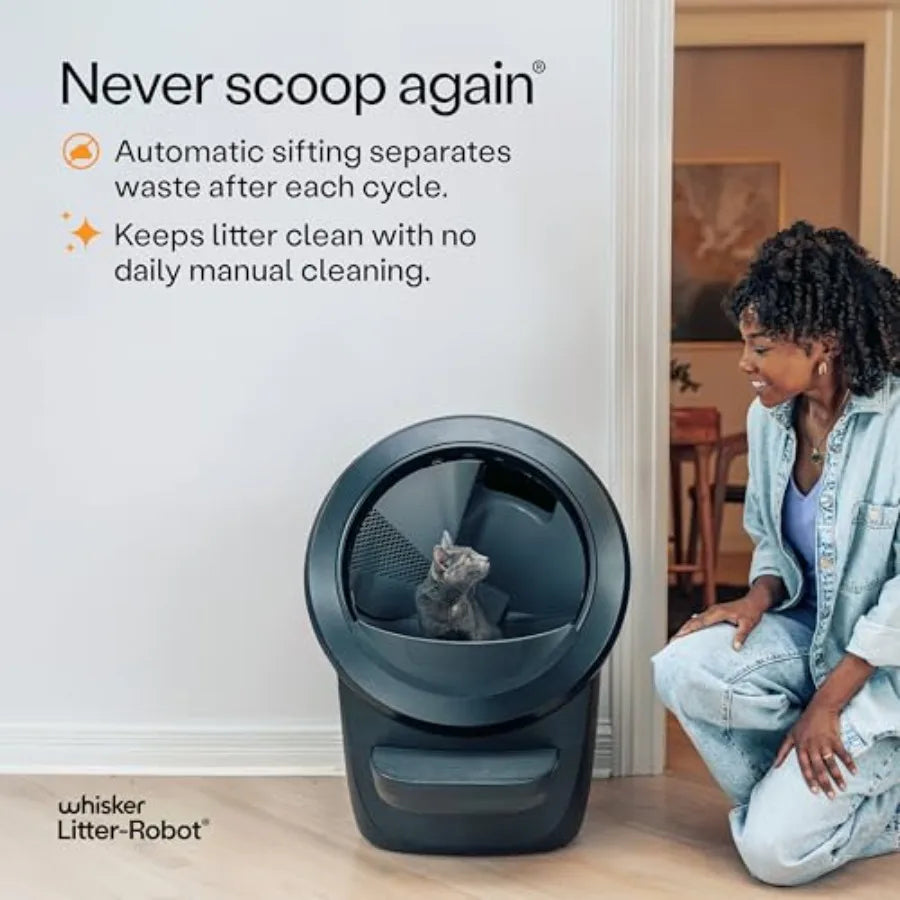 Automatic Self-Cleaning Cat Litter Box with OdorTrap Refills Liners Cleaner Wipes and Carbon Filters for Continuous Freshness