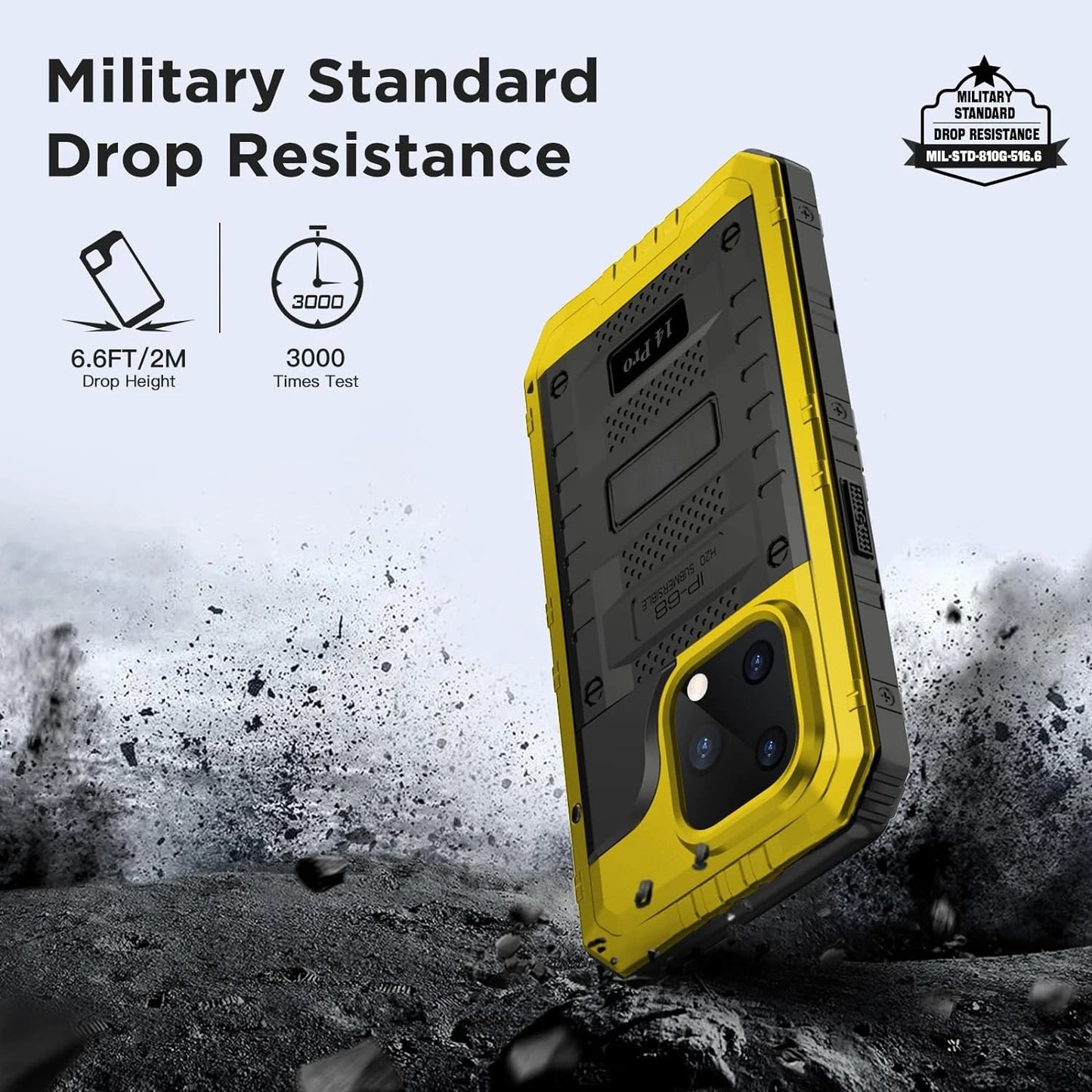 YUKIZOE IP68 Waterproof Rugged Metal Armor Case Screen Protector for iPhone