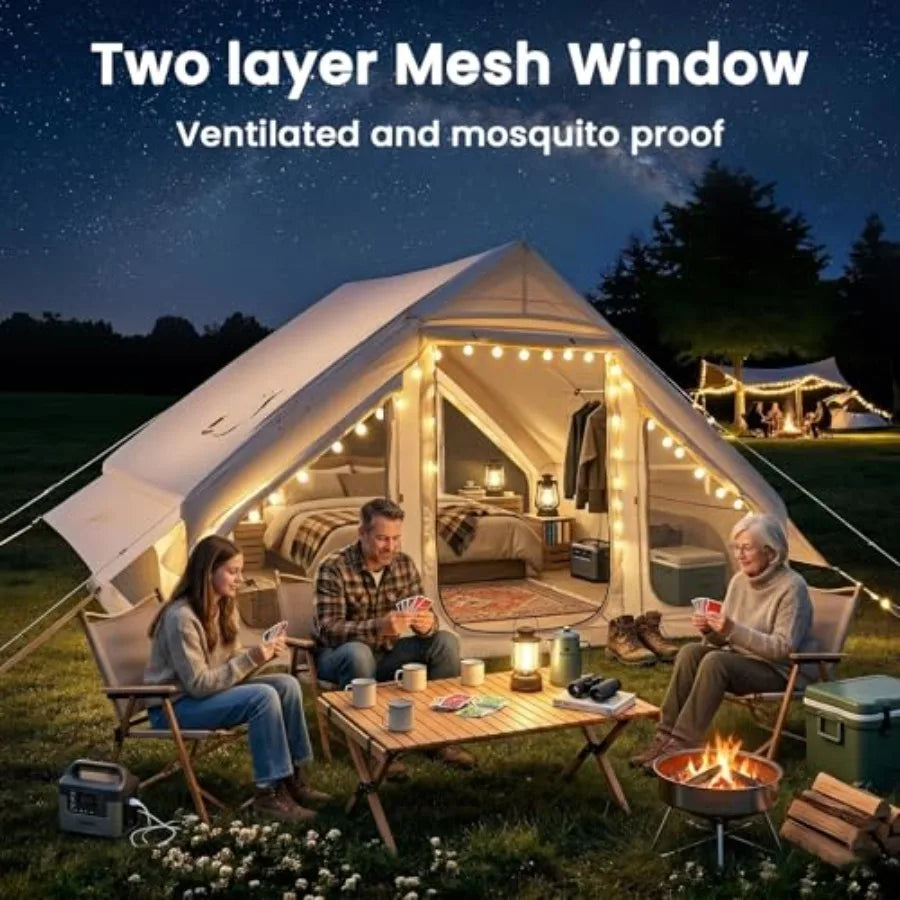 Inflatable Tents for Camping, Super Easy to Blow Up Tent with Hand Pump, Waterproof Oxford Cloth Stove Jack, Spacious Air Tent
