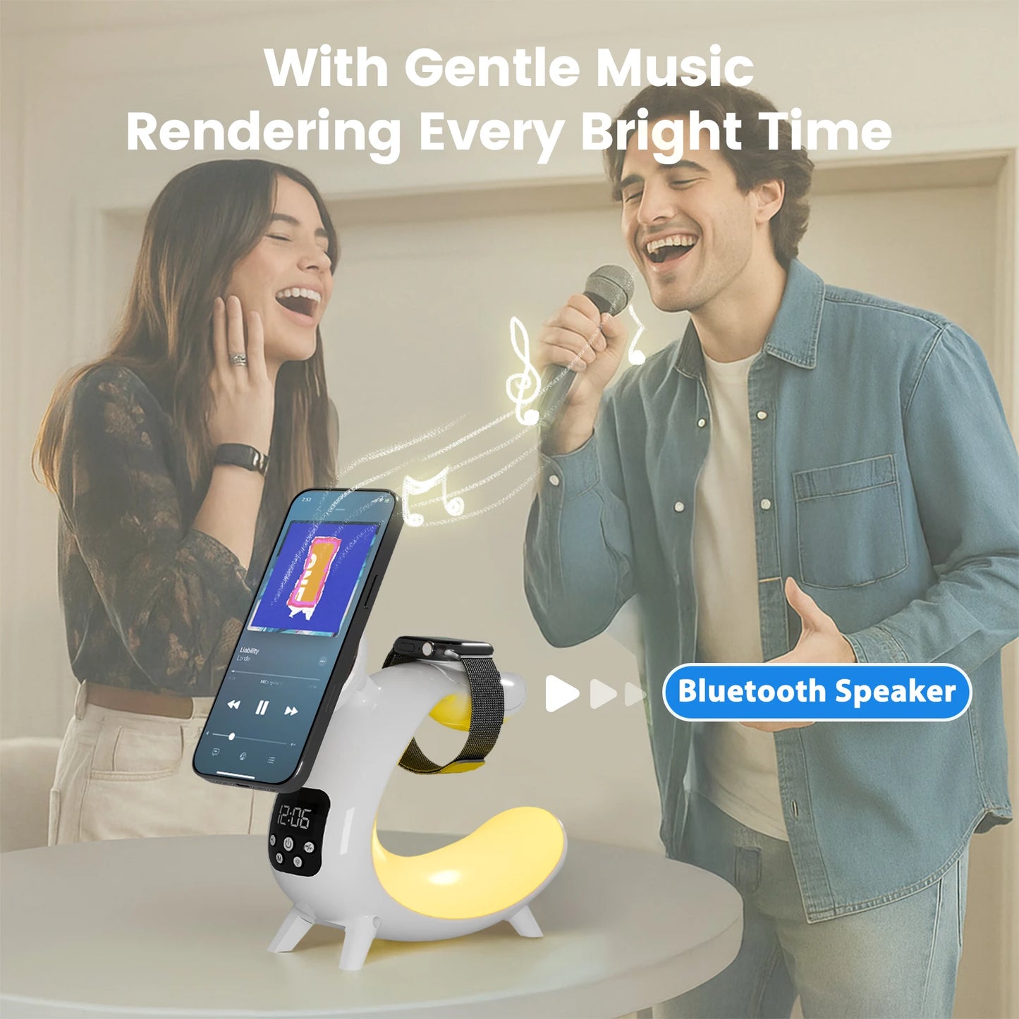 Magnetic Wireless Charger 6 In 1 With Bluetooth Speaker Clock