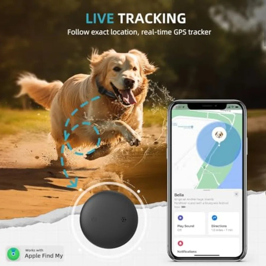Mini GPS Tracker for Dogs and Cats Smart Pet Activity Tracker with Apple Find My Compatibility No Monthly Fee Anti-Lost Finder