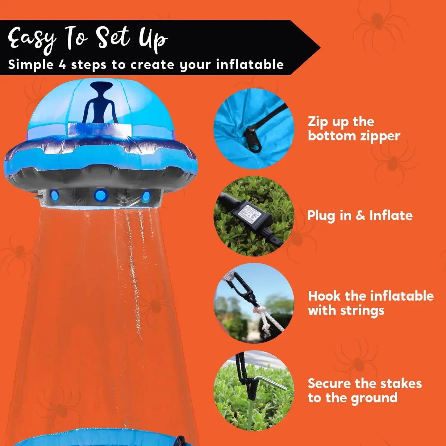 Joyfy Halloween Inflatable 9 ft UFO Alien Decoration for Halloween Decoration with Built-in LED Blow Up Yard Lawn Decoration