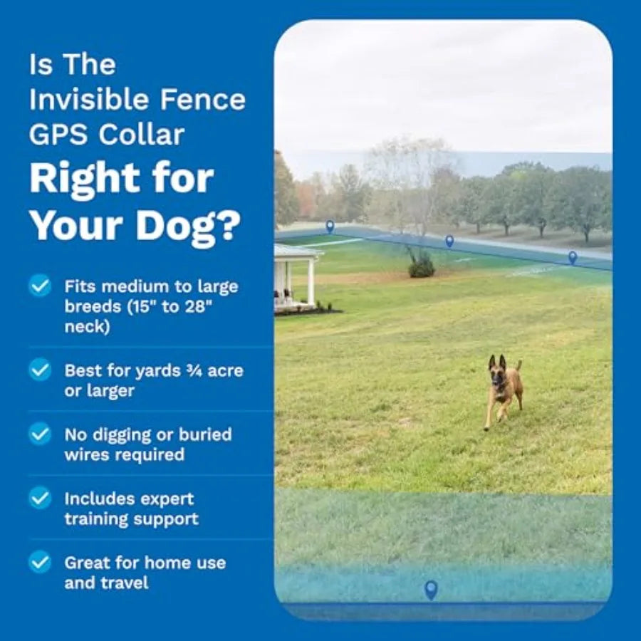 Wireless GPS Dog Fence Tracking Collar for Medium Large Dogs 15-28 Neck Size Waterproof Smart Collar with App Controlled Tracki