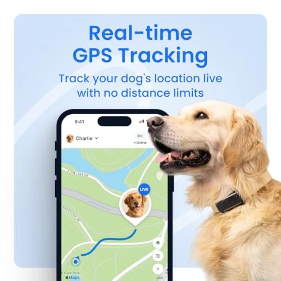 Smart Dog GPS Tracker Live Pet Tracker with Virtual Fence Vital Signs Monitoring Heart Respiratory Rate Bark Monitorin