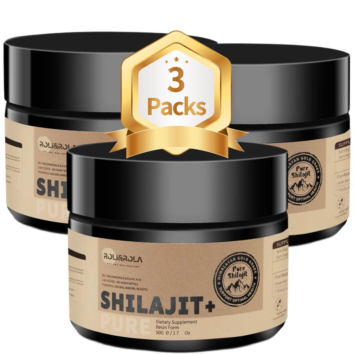 ROLI&ROLA 3/6 Pack *50g Pure Shilajit Resin with 85+Trace Minerals Fulvic Acid Edible Dietary Supplement for Men and Women