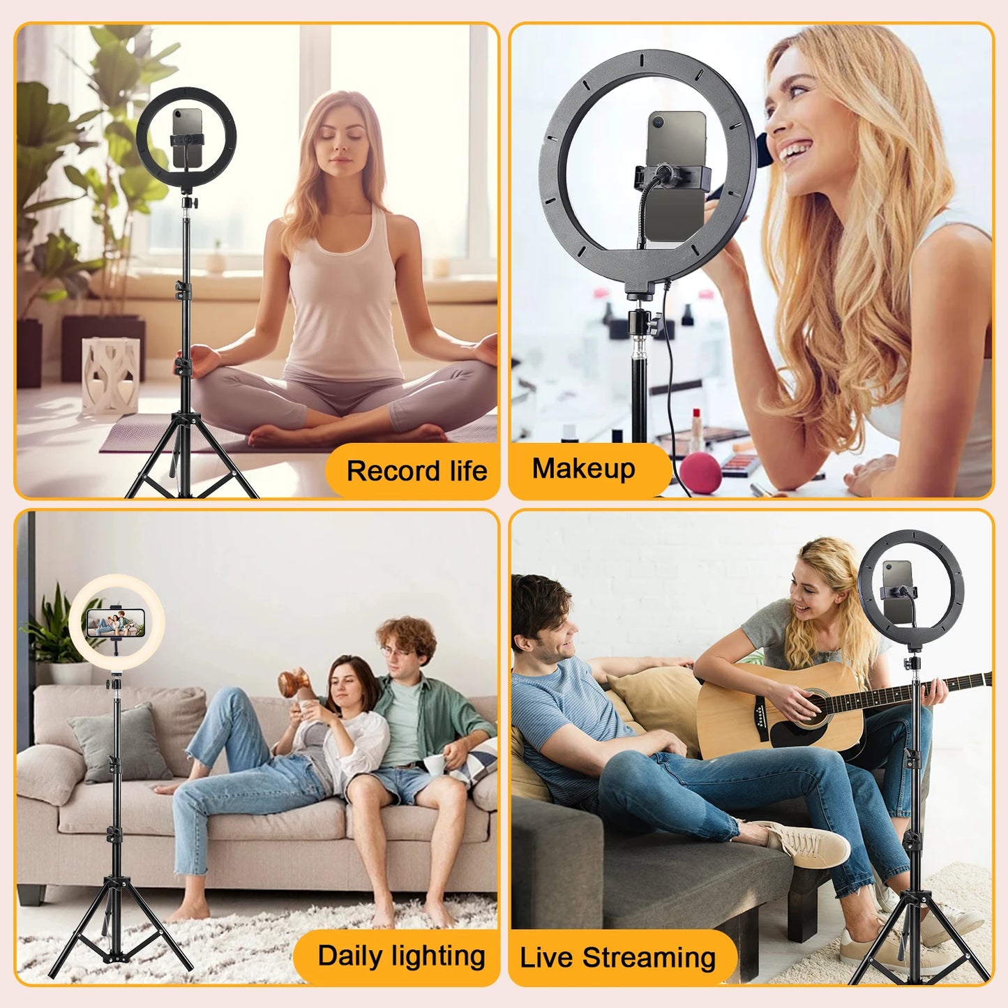 UEGOGO LED Ring Light With Tripod And Dimmable Phone Stand