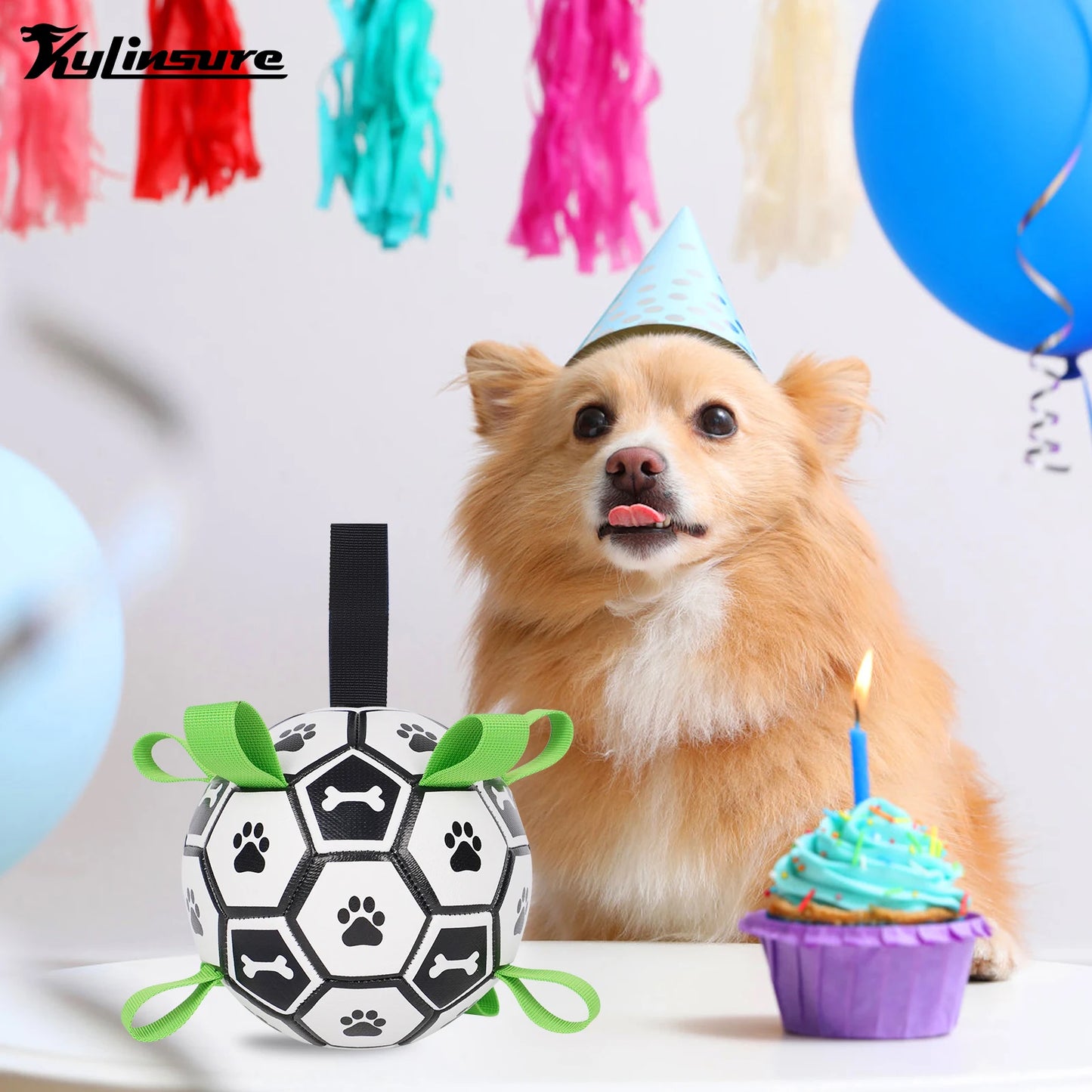 Dog Soccer Ball With Straps Tug Of War Interactive Leather Toy