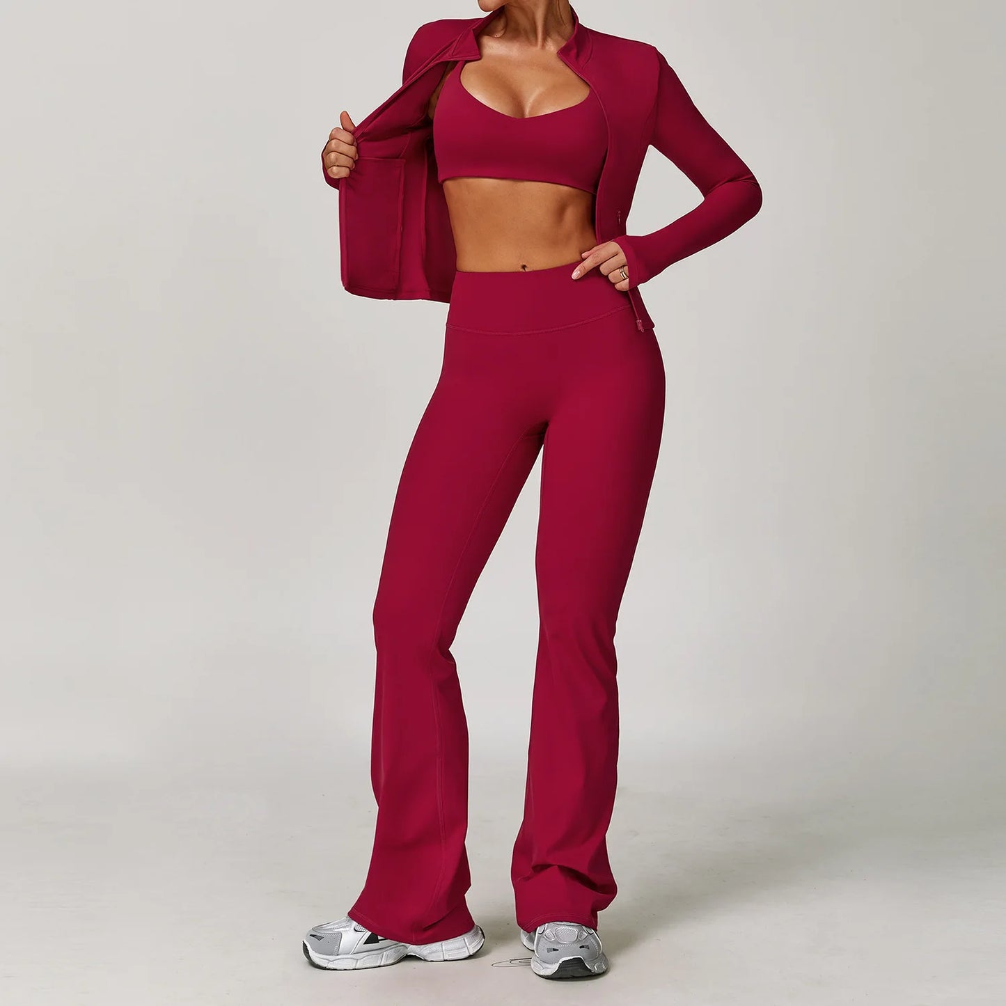 3PCS Gym Set Women Yoga Bra Jacket High Waist Workout Scrunch Leggings Shorts Sports Suit 2 Pieces Yoga Set Fitness Clothes
