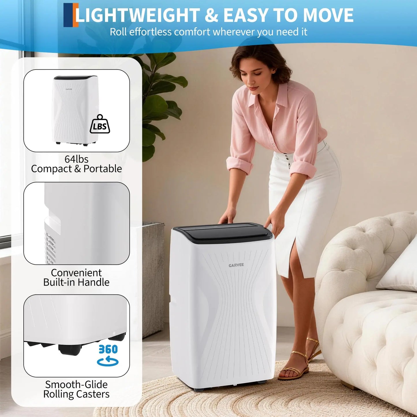 Portable Air Conditioner 12000 BTU For Rooms Up To 550 Sq.Ft, 4-in-1 AC With Cool, Fan, Dehumidifier, Sleep Mode, Kit