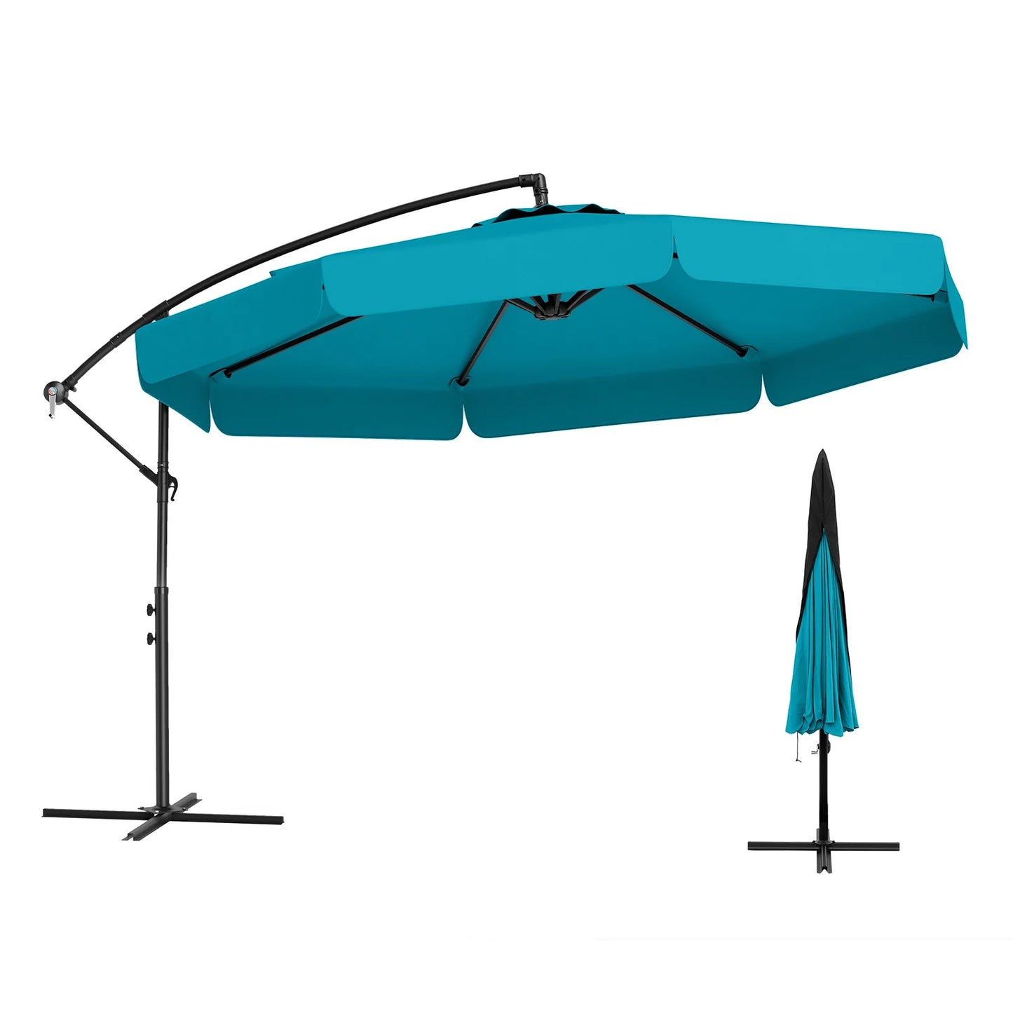 10FT Offset Hanging Umbrella Patio Cantilever Umbrella with Cover