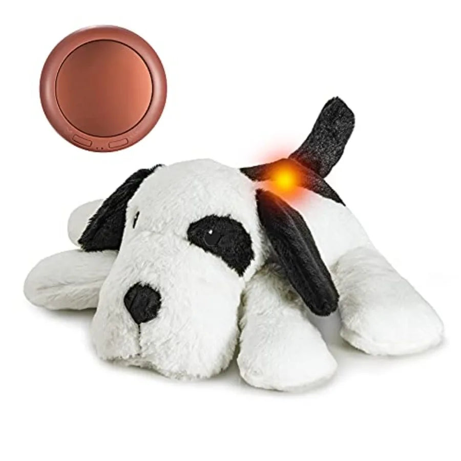 Heartbeat Warm Heat Stuffed Animal for Dog Anxiety Relief Calming Behavioral Aid Sleep Aid Soothe Cuddle Comfort Toy Black and