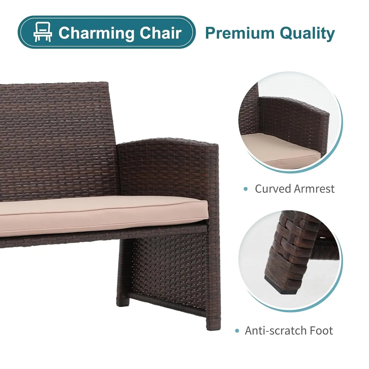 Outdoor Loveseat 3 Piece Patio Furniture Set Outdoor Conversation Set All-Weather Wicker Love Seat with, Customized