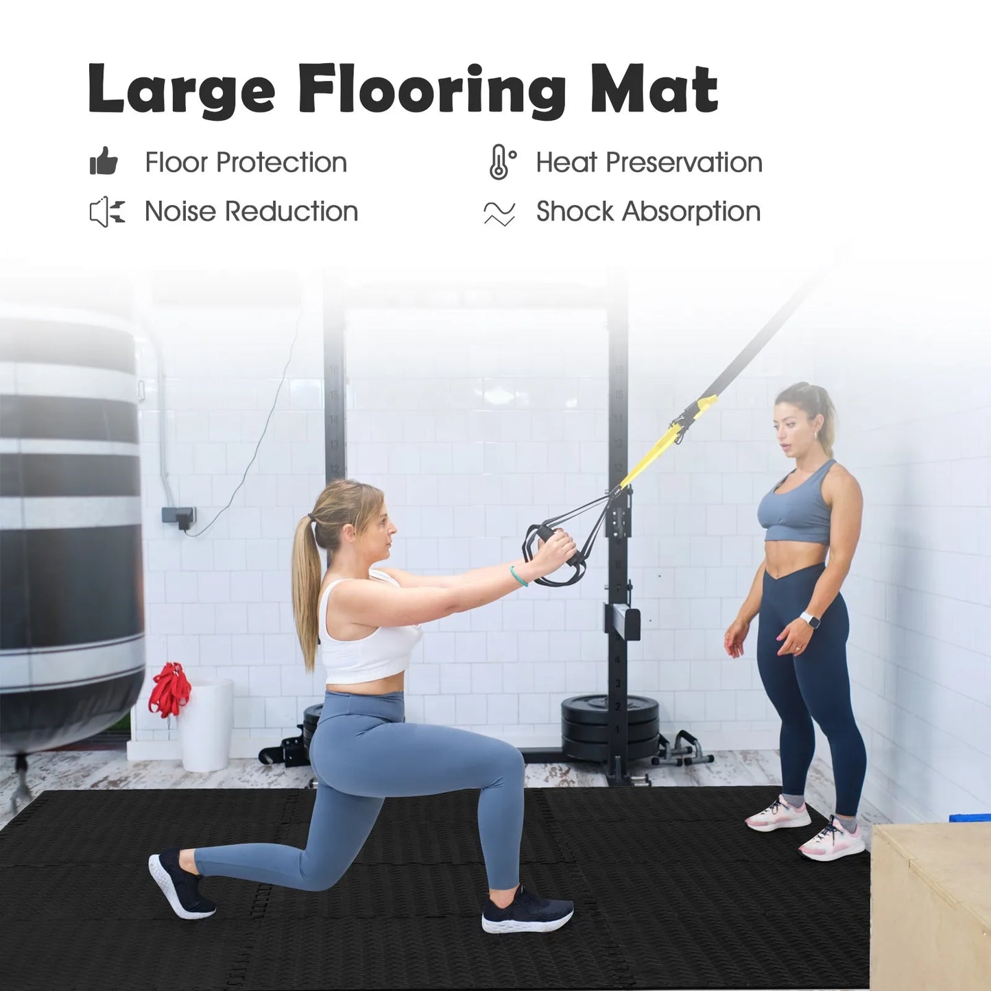 48 Tiles 1/2" Puzzle Floor Exercise Mat Interlocking Anti-slip EVA Foam Black