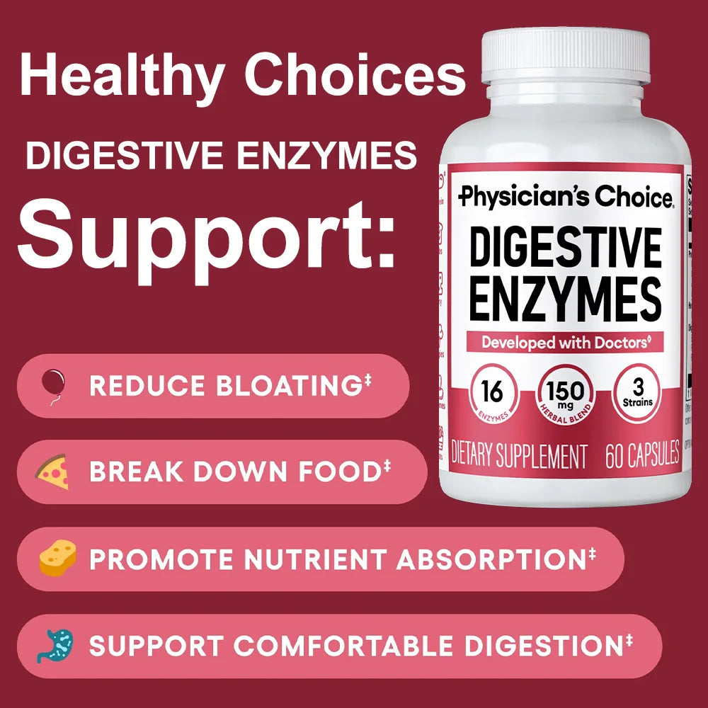Digestive Enzymes for Bloating & Digestion - with Organic Prebiotics & Probiotics for Gut & Digestive Health - Vegan, Gluten-Free