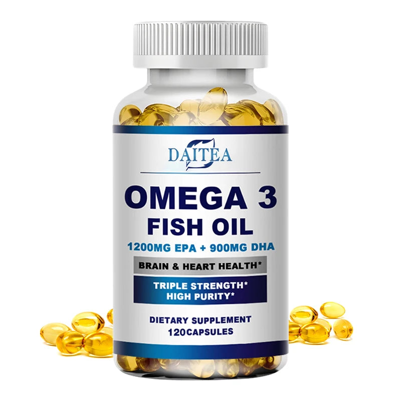 Fish Oil OMEGA-3 for Brain Cognitive Function and Memory, Heart, Joint Health - Rich in DHA and EPA