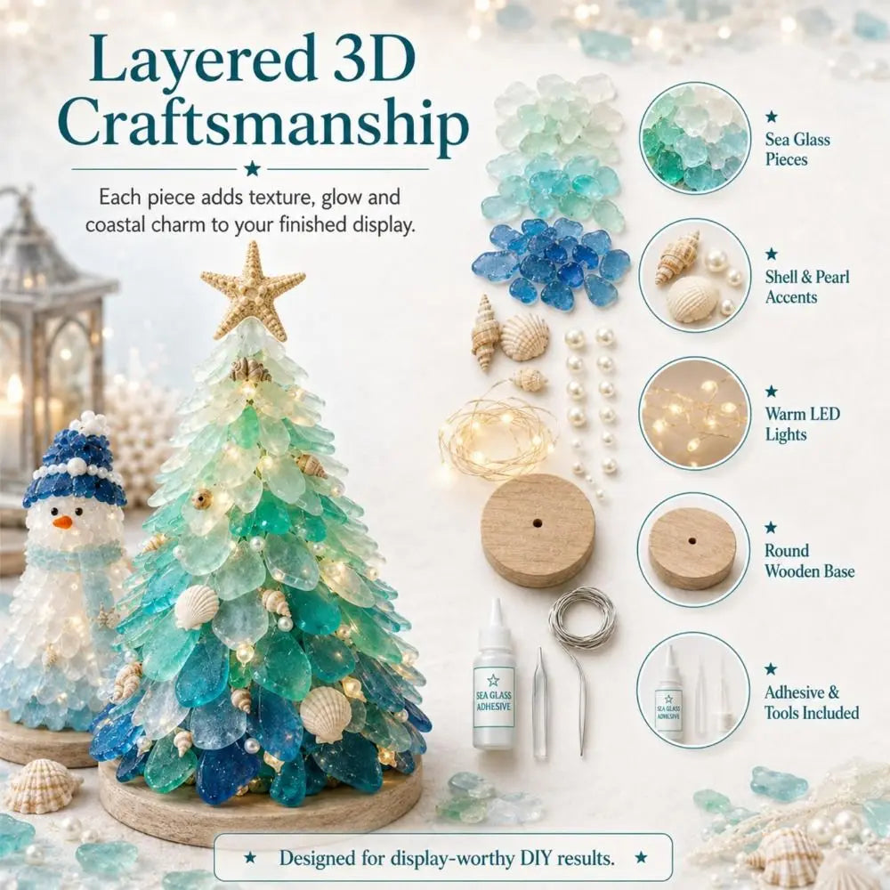 Handmade Sea Glass Art Kit For Textured Tabletop Display Crafting