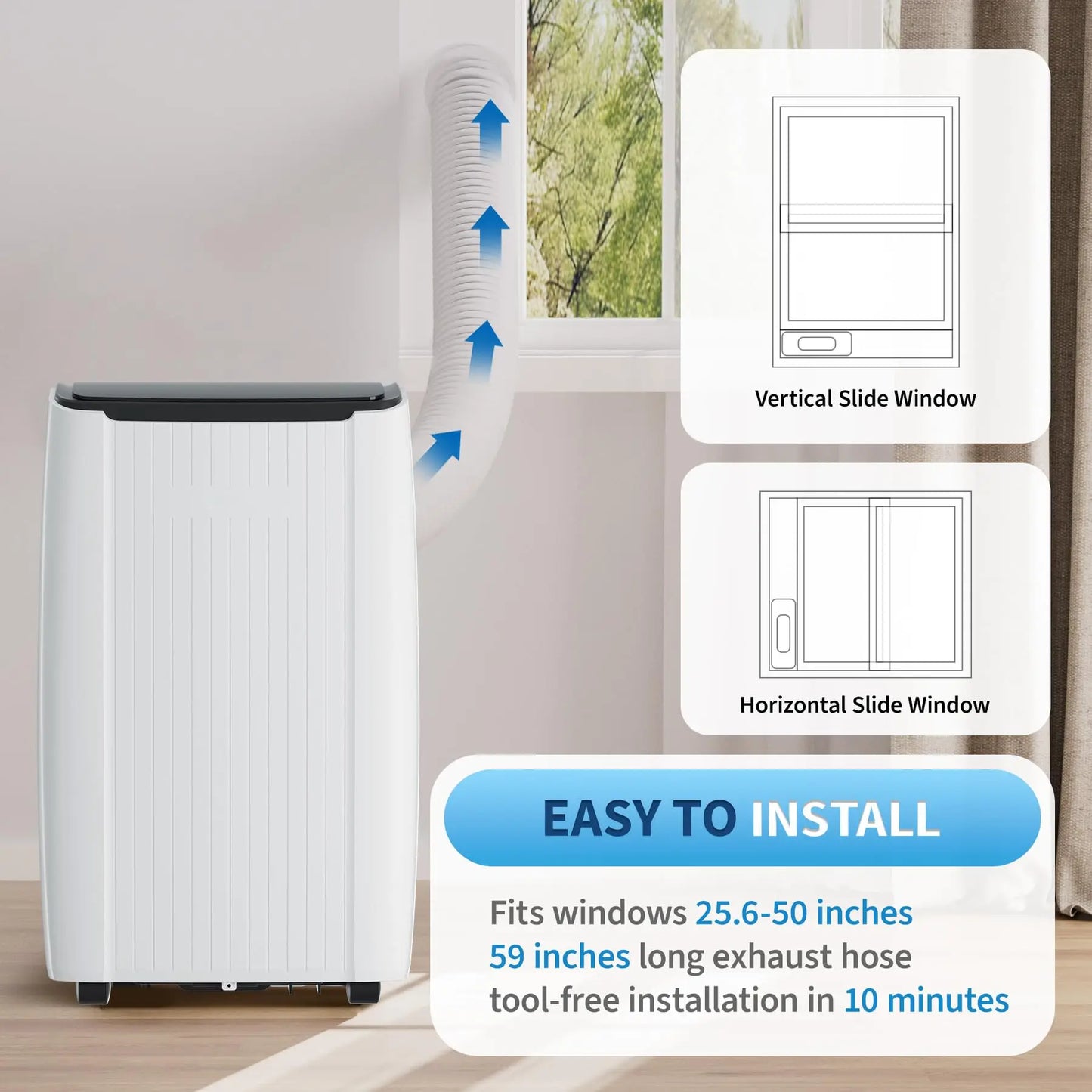 Portable AC Unit 12000 BTU, 3-in-1 Air Conditioner With Fan & Dehumidifier, Remote, Quiet Sleep Mode, 24H Timer For 550 Sq Ft