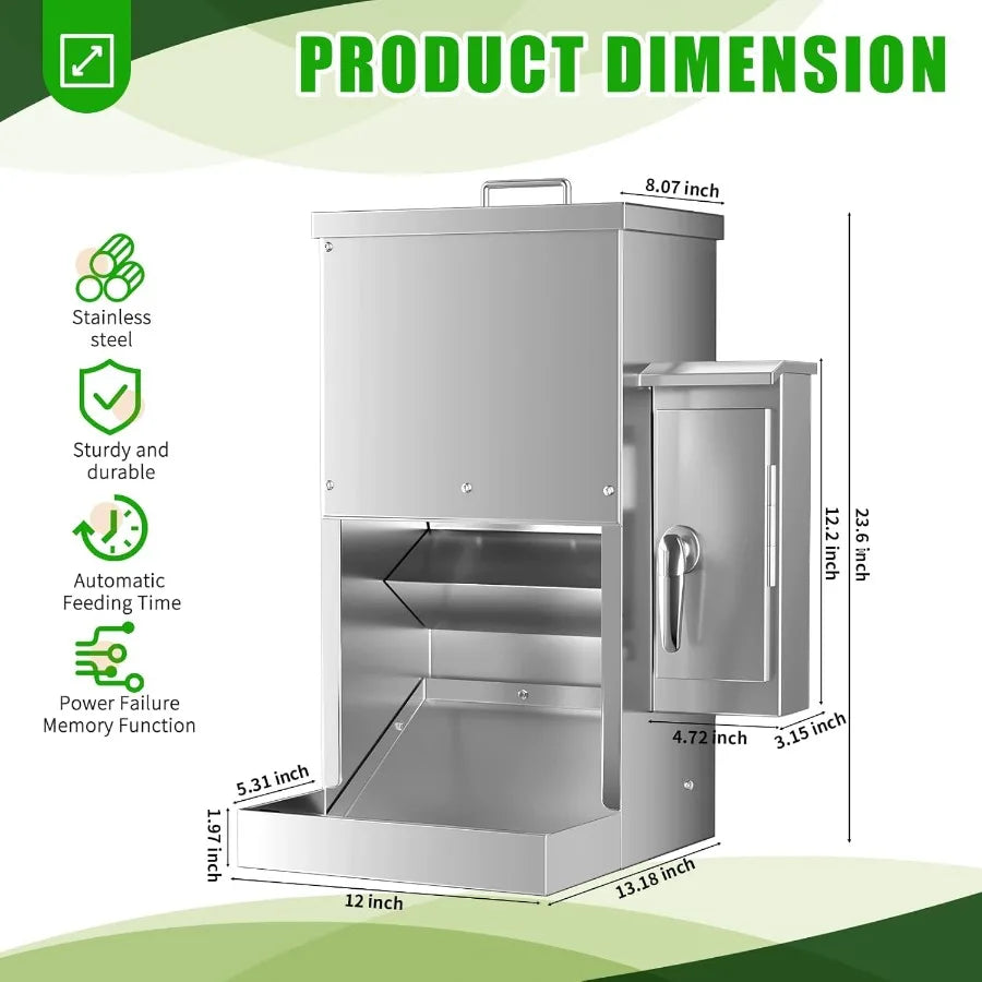 16L Large Automatic Dog Feeder with Timer Stainless Steel Pet Food Dispenser W/Programmable Feeding Schedule for Large Breed Do