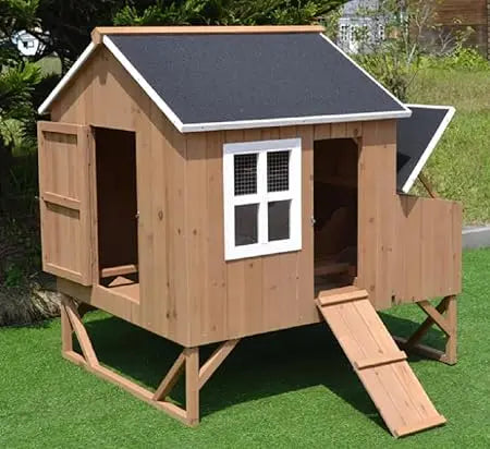 Deluxe Large Wood Chicken Coop Backyard Hen House 4-8 Chickens with 3 Nesting Box