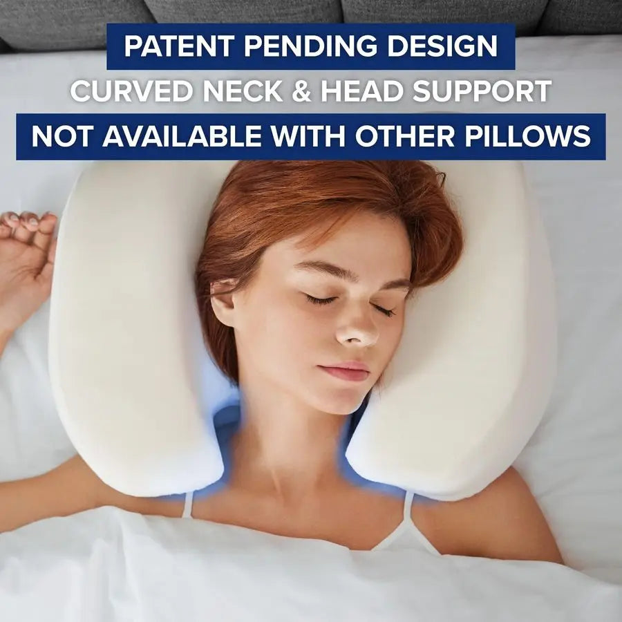 Best Back Sleeper Pillow, Sleep on Your Back Comfortably, Wrinkle Prevention, Patent Pending Neck Support, Satin Case Included,