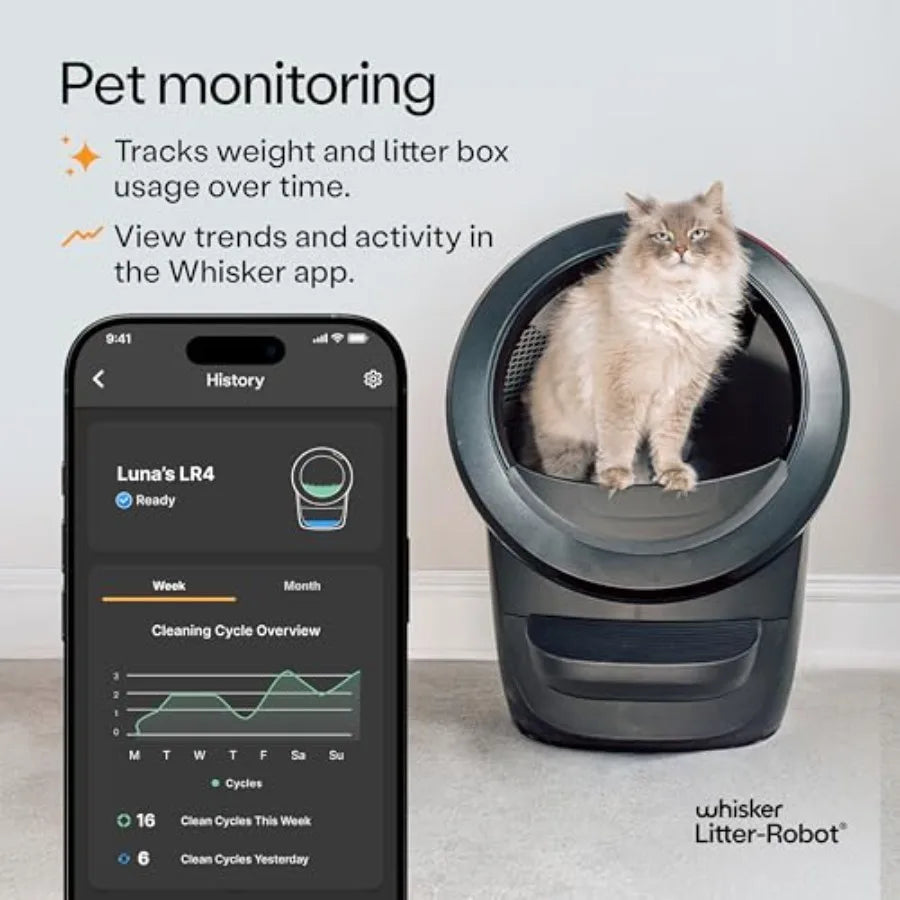 Automatic Self-Cleaning Cat Litter Box with OdorTrap Refills Liners Cleaner Wipes and Carbon Filters for Continuous Freshness