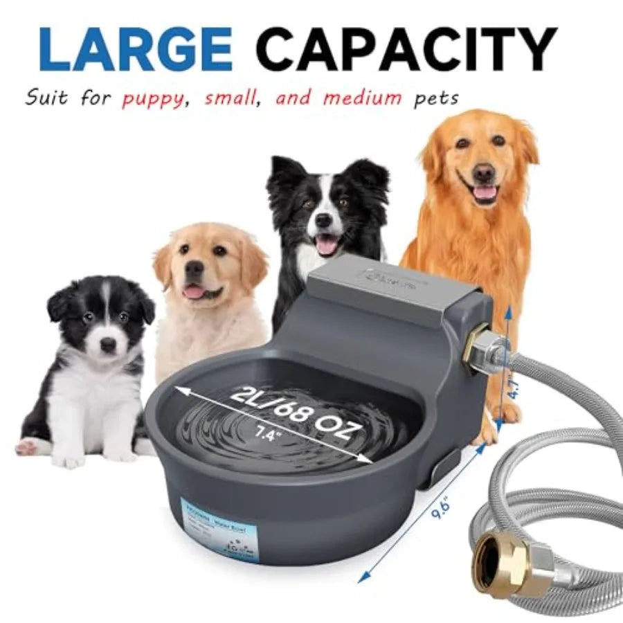 Automatic Dog Water Dispenser with Anti-tip Bracket 68 oz Outdoor Dog Water Bowl Dispenser Auto Refill Water Feeder for Pets an