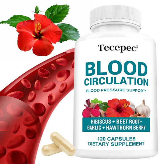 Blood Circulation Capsules - with Hibiscus Extract, Folic Acid and Garlic, Antioxidant, Supports Blood Circulation and Bone Health